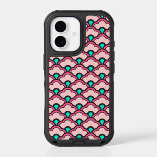 Deco Chinese Scallops, Coral Pink and Turquoise iPhone 17 Case