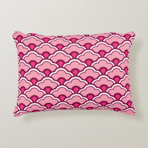 Deco Chinese Scallops Fuchsia and Light Pink Decorative Pillow
