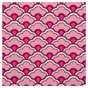 Deco Chinese Scallops, Fuchsia and Light Pink Fabric