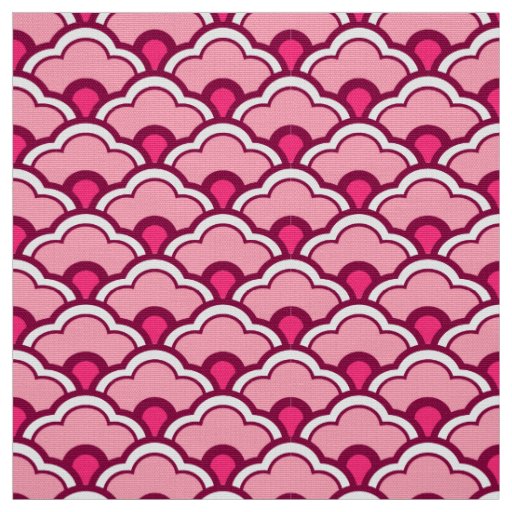 Deco Chinese Scallops, Fuchsia and Light Pink Fabric