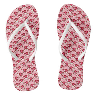 Deco Chinese Scallops, Fuchsia and Light Pink Flip Flops