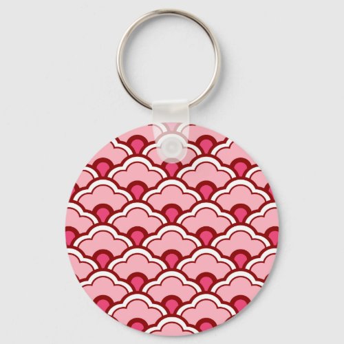 Deco Chinese Scallops Fuchsia and Light Pink  Keychain