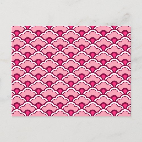 Deco Chinese Scallops Fuchsia and Light Pink Postcard