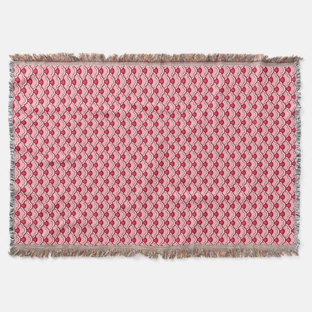 Deco Chinese Scallops, Fuchsia and Light Pink Throw Blanket (Front)