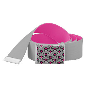 Deco Chinese Scallops, Grey / Gray, Black and Pink Belt