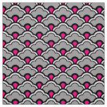 Deco Chinese Scallops, Grey / Gray, Black and Pink Fabric