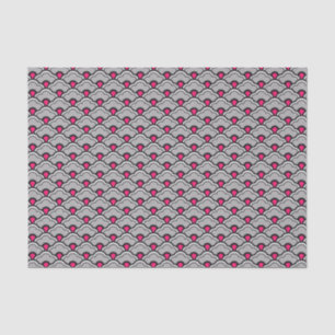 Deco Chinese Scallops, Grey / Gray, Black and Pink Tissue Paper