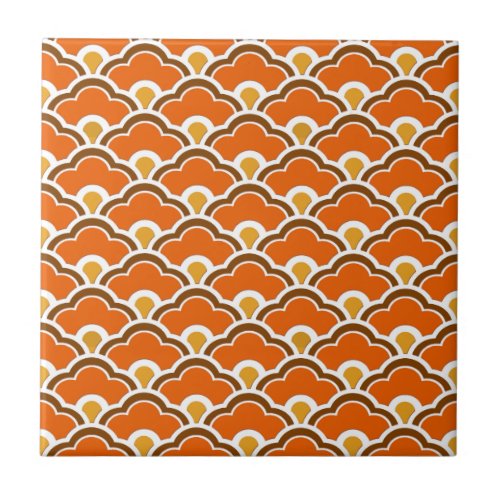 Deco Chinese Scallops Mandarin Orange  Ceramic Tile