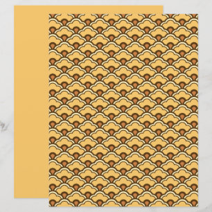 Deco Chinese Scallops, Mustard Gold and Brown