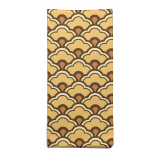 Deco Chinese Scallops Mustard Gold and Brown Cloth Napkin