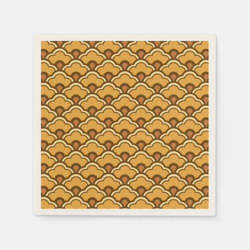 Deco Chinese Scallops Mustard Gold and Brown Napkins