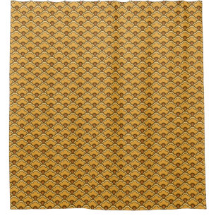 Deco Chinese Scallops, Mustard Gold and Brown Shower Curtain