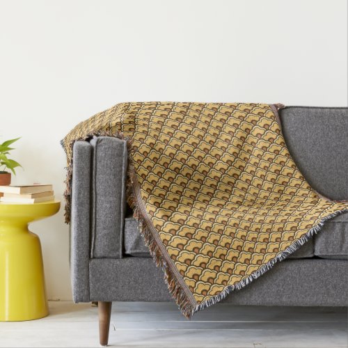 Deco Chinese Scallops Mustard Gold and Brown Throw Blanket