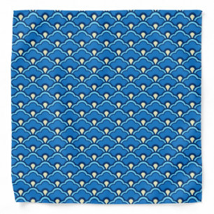 Deco Chinese Scallops, Ocean Blue and Indigo Bandana