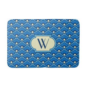 Deco Chinese Scallops, Ocean Blue and Indigo Bathroom Mat