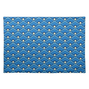 Deco Chinese Scallops, Ocean Blue and Indigo Cloth Placemat