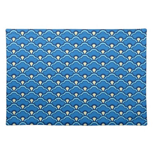 Deco Chinese Scallops Ocean Blue and Indigo Cloth Placemat