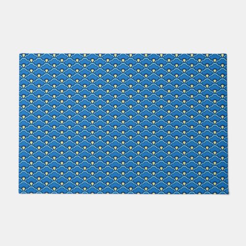 Deco Chinese Scallops Ocean Blue and Indigo Doormat