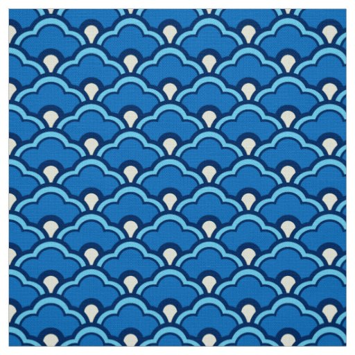 Deco Chinese Scallops, Ocean Blue and Indigo Fabric