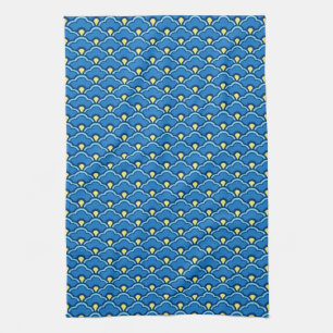 Deco Chinese Scallops, Ocean Blue and Indigo Kitchen Towel