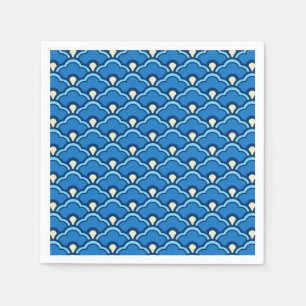 Deco Chinese Scallops, Ocean Blue and Indigo Napkins