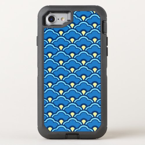 Deco Chinese Scallops Ocean Blue and Indigo OtterBox Defender iPhone SE87 Case