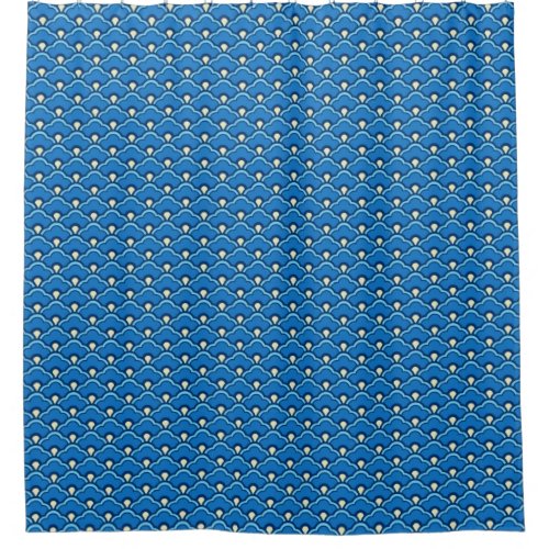 Deco Chinese Scallops Ocean Blue and Indigo Shower Curtain