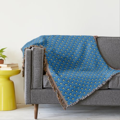 Deco Chinese Scallops Ocean Blue and Indigo Throw Blanket