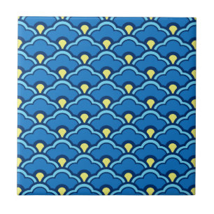 Deco Chinese Scallops, Ocean Blue and Indigo Tile