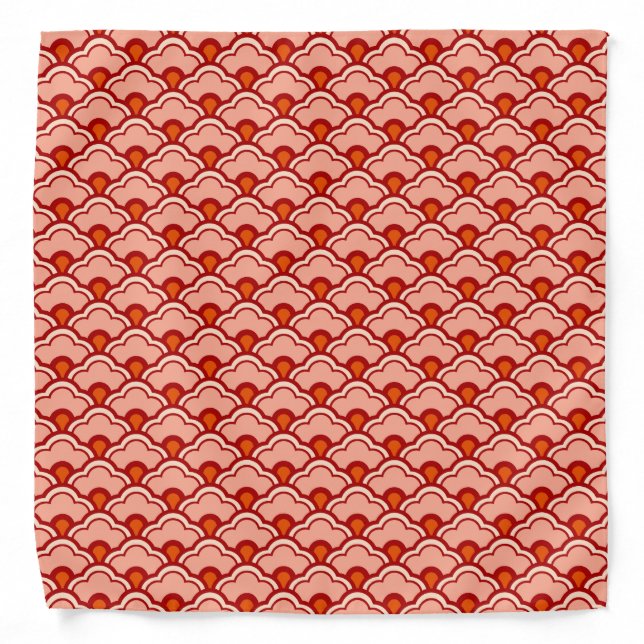 Deco Chinese Scallops, Peach, Rust and Cream Bandana (Front)