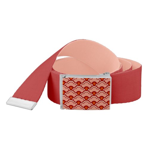 Deco Chinese Scallops Peach Rust and Cream Belt