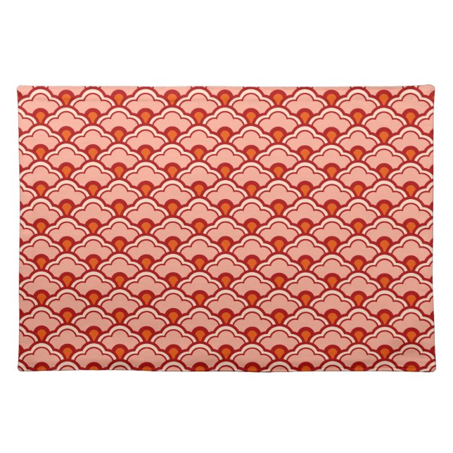Deco Chinese Scallops, Peach, Rust and Cream Cloth Placemat (Front)