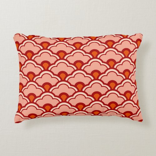 Deco Chinese Scallops Peach Rust and Cream Decorative Pillow