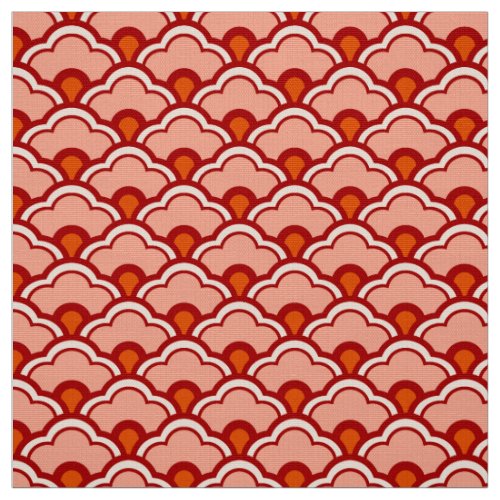 Deco Chinese Scallops Peach Rust and Cream Fabric