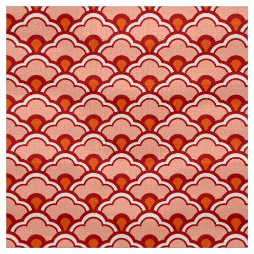 Deco Chinese Scallops, Peach, Rust and Cream Fabric