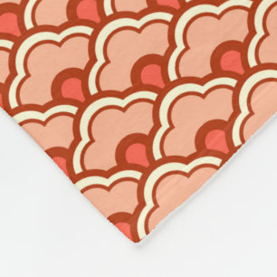 Deco Chinese Scallops, Peach, Rust and Cream Fleece Blanket