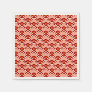 Deco Chinese Scallops, Peach, Rust and Cream Paper Napkins