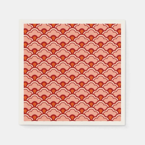 Deco Chinese Scallops Peach Rust and Cream Paper Napkins