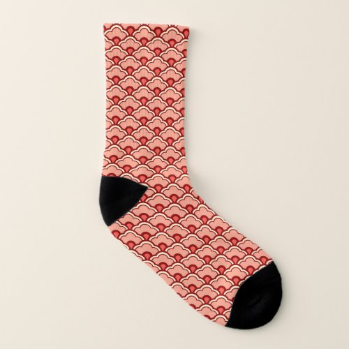 Deco Chinese Scallops Peach Rust and Cream Socks