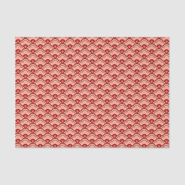 Deco Chinese Scallops, Peach, Rust and Cream Tissue Paper (Front)