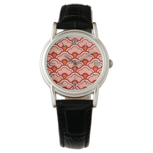 Deco Chinese Scallops Peach Rust and Cream Watch