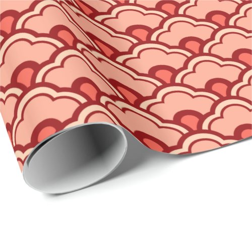 Deco Chinese Scallops Peach Rust and Cream Wrapping Paper