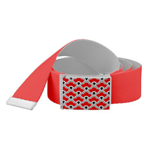 Deco Chinese Scallops, Red, Grey, Black and White Belt