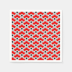 Deco Chinese Scallops, Red, Grey, Black and White Napkins