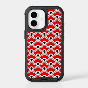 Deco Chinese Scallops, Red, Grey, Black and White iPhone 17 Case