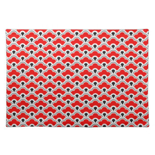Deco Chinese Scallops, Red, Grey, Black and White Placemat
