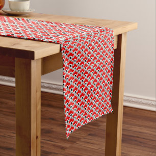 Deco Chinese Scallops, Red, Grey, Black and White Short Table Runner