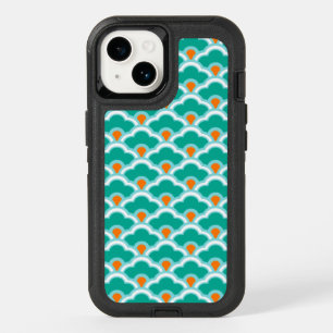 Deco Chinese Scallops, Teal, Aqua and Coral OtterBox iPhone 14 Case
