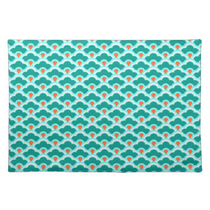 Deco Chinese Scallops, Teal, Aqua and Coral Placemat