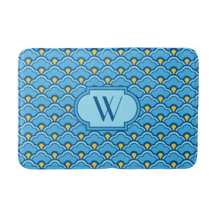 Deco Chinese Scallops, Turquoise and Aqua Bathroom Mat
